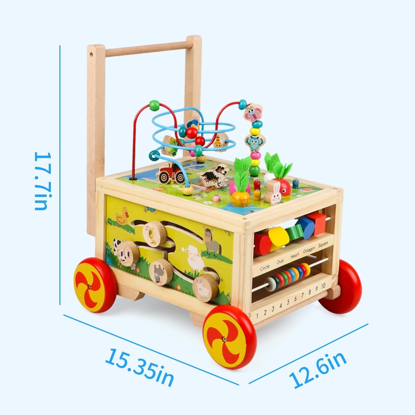 Wooden Activity Cube 7-In-1 Montessori Toy Multipurpose Educational Learning ...