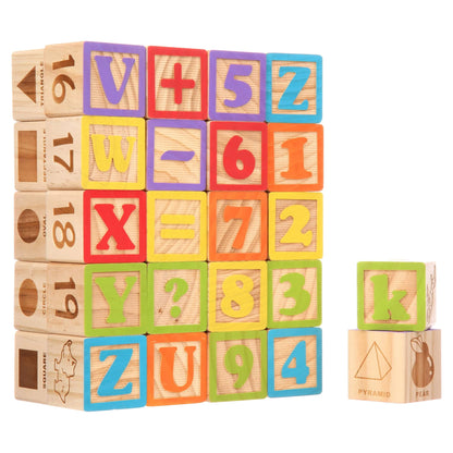 ABC Wooden Blocks, 40 Pieces, Baby and Toddler Toys for Ages 18 Months and Older