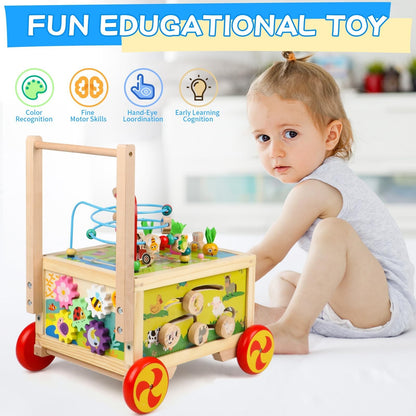 Wooden Activity Cube 7-In-1 Montessori Toy Multipurpose Educational Learning ...