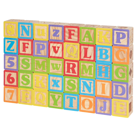 ABC Wooden Blocks, 40 Pieces, Baby and Toddler Toys for Ages 18 Months and Older