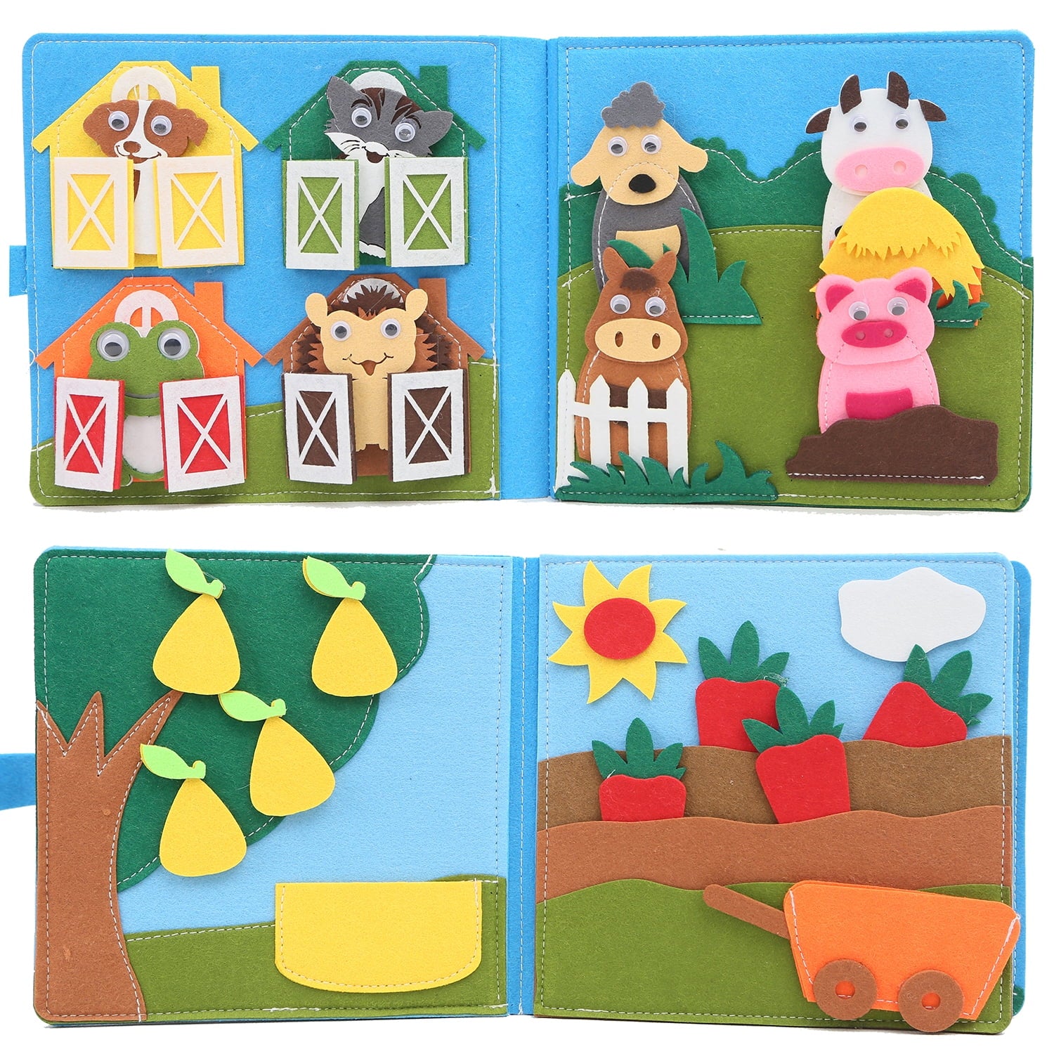 Montessori Busy Book Busy Board Toddlers Felt Quiet Book 3D Activities Cloth Story Book My Preschool Learning Education Toys for Baby Boys Girls 3 4 5 6 Years Old Farm Barn Autism Sensory Gifts