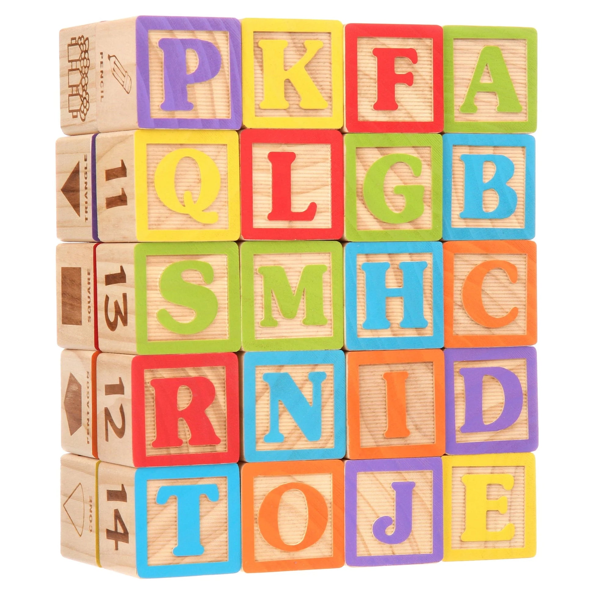 ABC Wooden Blocks, 40 Pieces, Baby and Toddler Toys for Ages 18 Months and Older