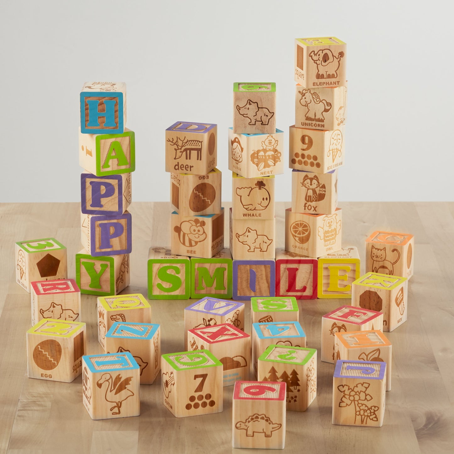 ABC Wooden Blocks, 40 Pieces, Baby and Toddler Toys for Ages 18 Months and Older