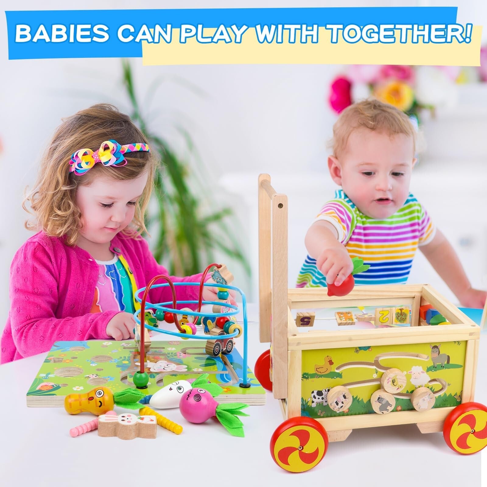 Wooden Activity Cube 7-In-1 Montessori Toy Multipurpose Educational Learning ...