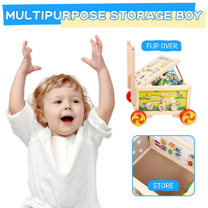 Wooden Activity Cube 7-In-1 Montessori Toy Multipurpose Educational Learning ...